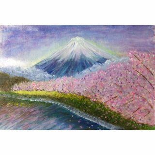 山間の茶畑　油彩画