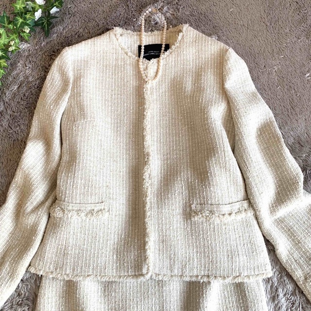 グリーンレーベル ノーカラー ツイード セットアップ セレモニー 入学