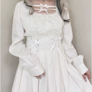 Ank Rouge☆最新☆新品☆ジャガードプリーツワンピース☆ホワイト☆