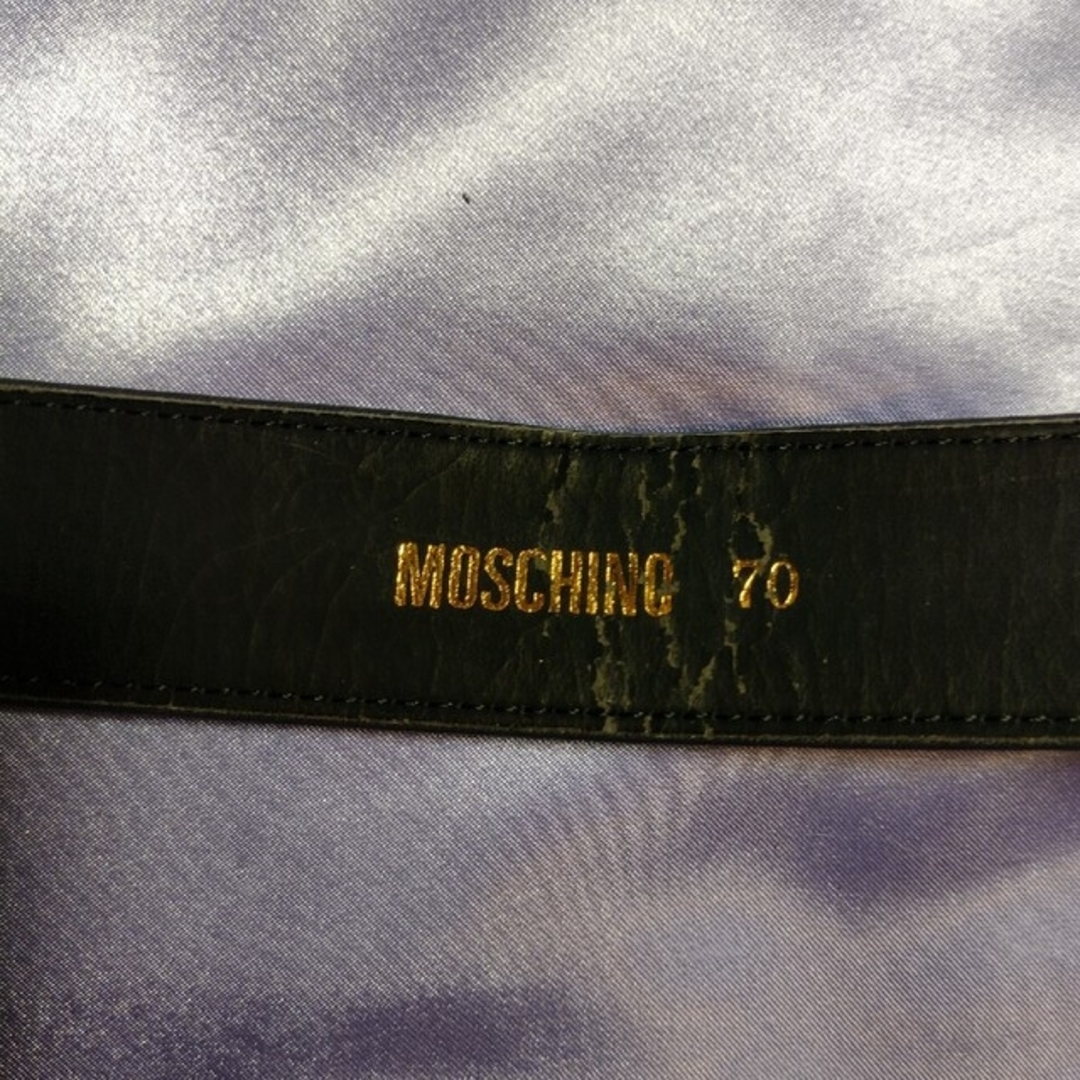 MOSCHINO(モスキーノ)のMOSCHINO 本革 ベルト ネイビー ゴールド レディース レディースのファッション小物(ベルト)の商品写真