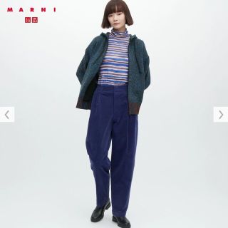 新品　MARNI マルニ ワイドフィットタックパンツ ユニクロ S ブルー