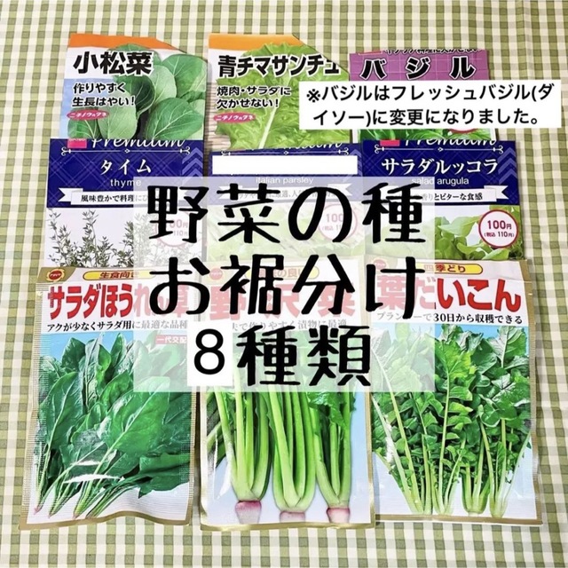 野菜の種 お裾分け 8種類 食品/飲料/酒の食品(野菜)の商品写真