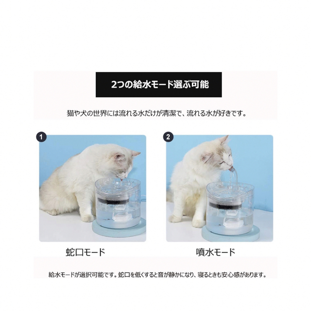 ペット自動給水器 猫 中小型犬用水飲み器 ウォーターボトル 循環式1.8L大容量