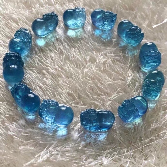 大量入荷 【天然】アクアマリン ブレスレット 貔貅 33.4g ブレスレット