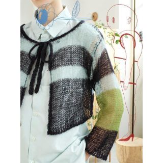 新品 soduk patchwork knit cardigan / black(カーディガン)