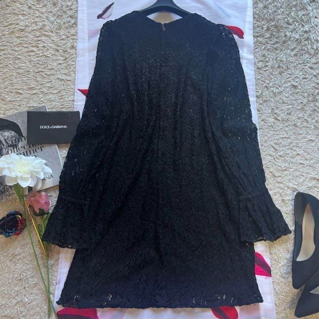 良品】DOLCE&GABBANA 総レースワンピース ブラック ドレス 40-