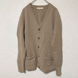 ユニクロ(UNIQLO)の1506 LAMBS WOOL ニット ウールカーディガン 羽織り ベージュ(カーディガン)