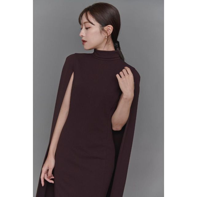 L’or cape collar dress チャコール