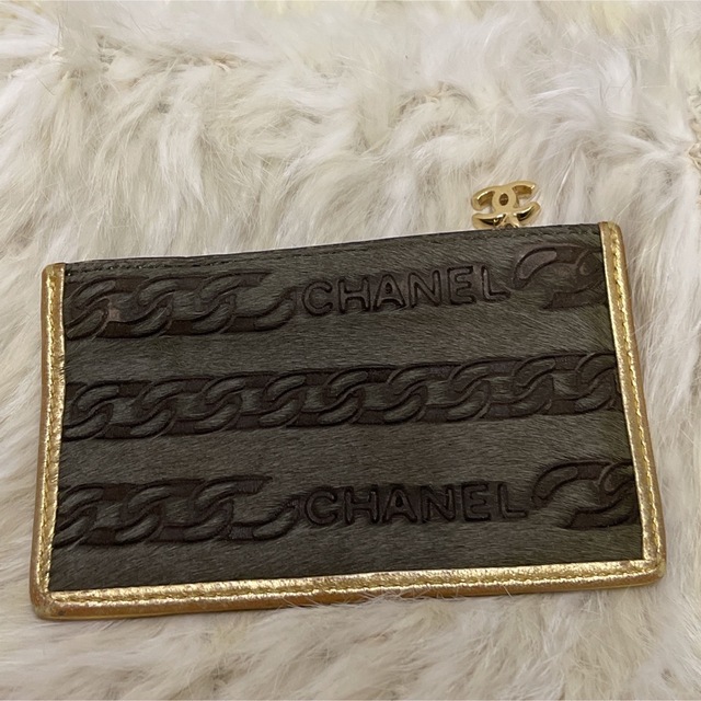 CHANEL シャネル コインケース ハラコ チェーン ロゴ