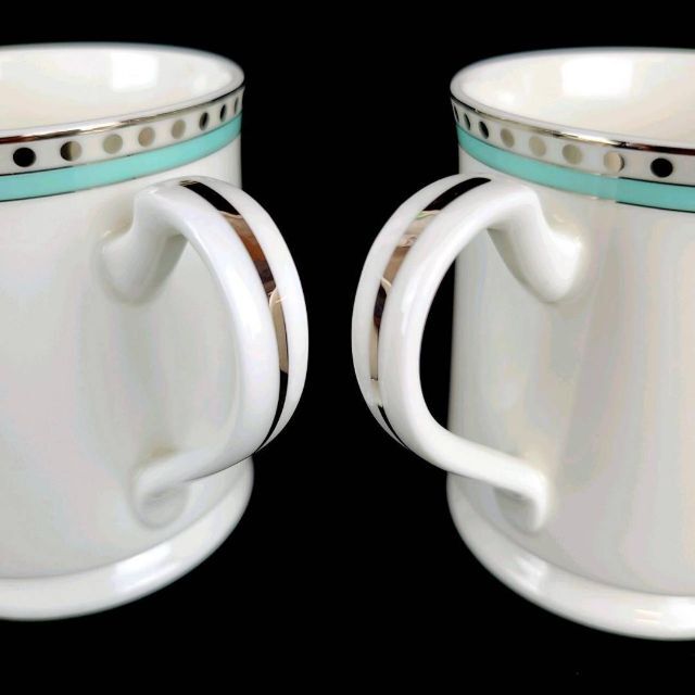 未使用 ◆ ティファニー プラチナブルーバンド マグカップ ペア 箱付き
