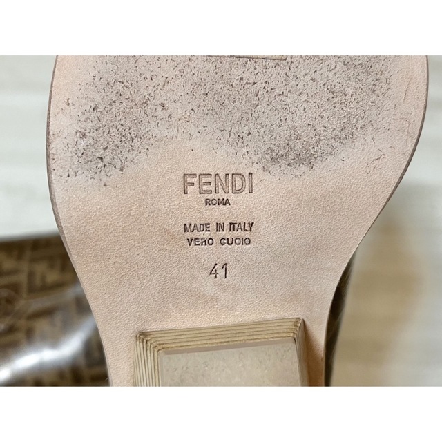 美品 FENDI フェンディ ズッカ柄カットウォークカウボーイブーツ 41 茶