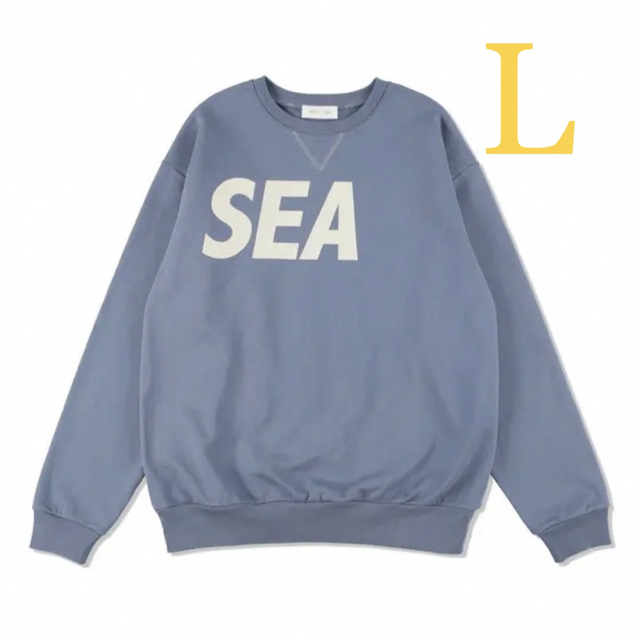 メンズwind and sea Crew neck Blue_Cream Lサイズ