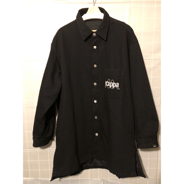 GU(ジーユー)の希少サイズ✨【GU×kappa】デニムロングシャツ　ブラックXL メンズのジャケット/アウター(Gジャン/デニムジャケット)の商品写真