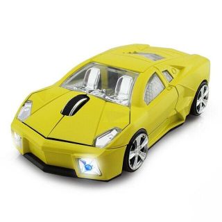 ワイヤレスマウス ランボルギーニ 車 自動車（イエロー）黄色(PC周辺機器)