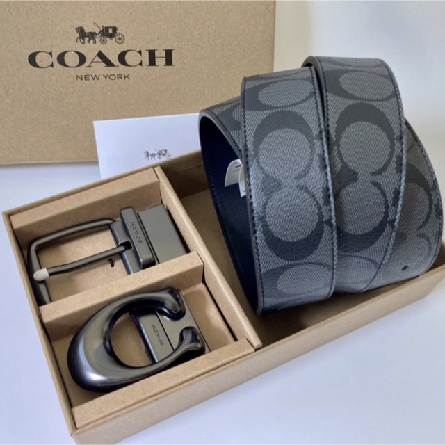 【新品未使用】COACH コーチ　リバーシブル　シグネチャーメンズベルト（新作）