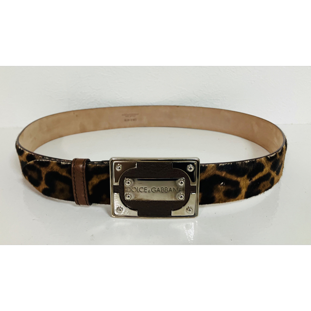 DOLCE&GABBANA/ドルガバ レザーベルト レオパード ハラコ シルバー