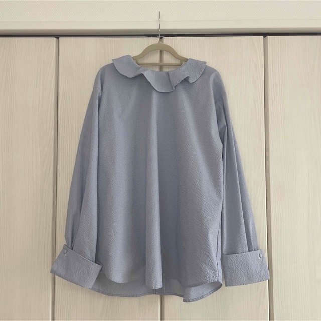 Drawer(ドゥロワー)のbow.a NAMINAMI STRIPE BLOUSE ブラウス　ブルー レディースのトップス(シャツ/ブラウス(長袖/七分))の商品写真