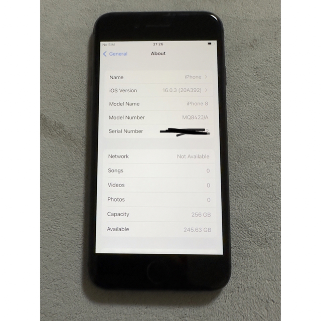 iPhone 8 Space Gray 256 GB SIMフリー