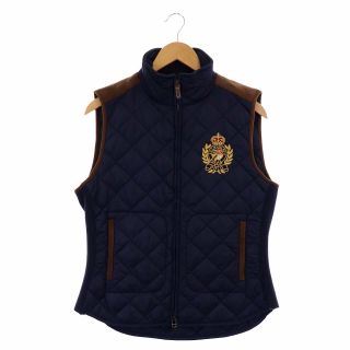 ポロラルフローレン(POLO RALPH LAUREN)のポロ ラルフローレン ロゴエンブレム刺繍 中綿 ベスト キルティング M 紺 茶(ベスト/ジレ)