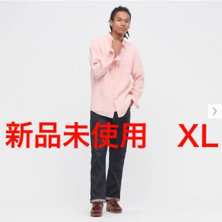 ユニクロ(UNIQLO)のプレミアムリネンシャツ　XL 新品未使用　ピンク　ユニクロ(シャツ/ブラウス(長袖/七分))