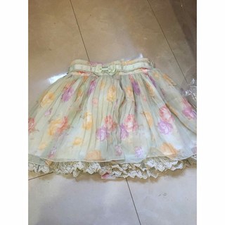 リズリサ(LIZ LISA)のリズリサ　ミントグリーン　レース　フレア　スカート　花柄(ひざ丈スカート)