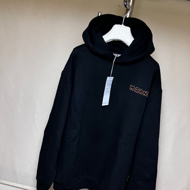 MARNI - 新品 44 マルニ 22ss ロゴ バックプリントパーカー 黒