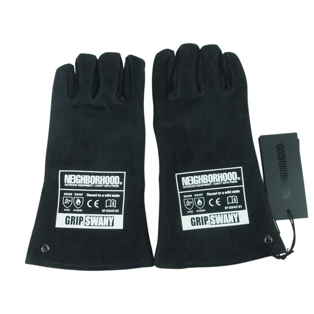 NEIGHBORHOOD ネイバーフッド 22AW 222GYGYN-AC03 GRIP SWANY TAKIBI GLOVE.CL カウ レザー タキビ グローブ 手袋 ブラック系【極上美品】