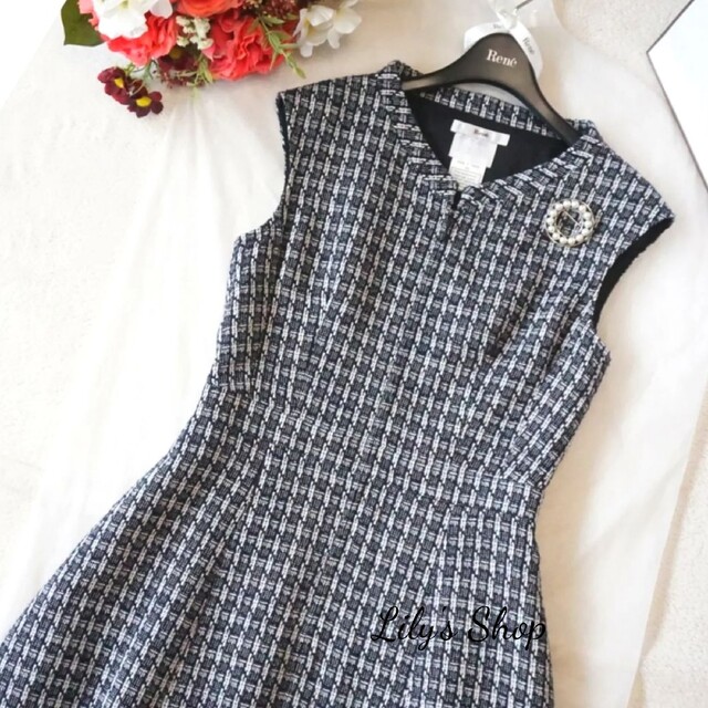 美品♡ルネ♡ツイードワンピース - ひざ丈ワンピース