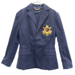 ラルフローレン(Ralph Lauren)のラルフローレン 刺繍柄 テーラードジャケット 7 ネイビー RALPH LAUREN レディース 古着 221105(ロングコート)