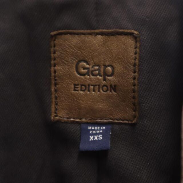 GAP - ギャップ 羊革 レザージャケット XXS 黒×ブラウン GAP スタンド