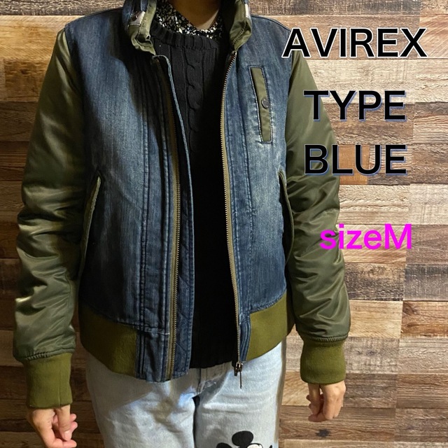 Avirex アヴィレックス　Ma-1 デニム　TYPE BLUE 切り替え　M | フリマアプリ ラクマ