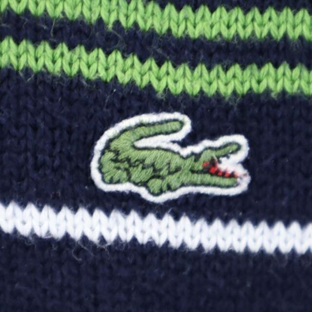 LACOSTE - ラコステ Vネック ボーダー ニット 5 ネイビー系 LACOSTE