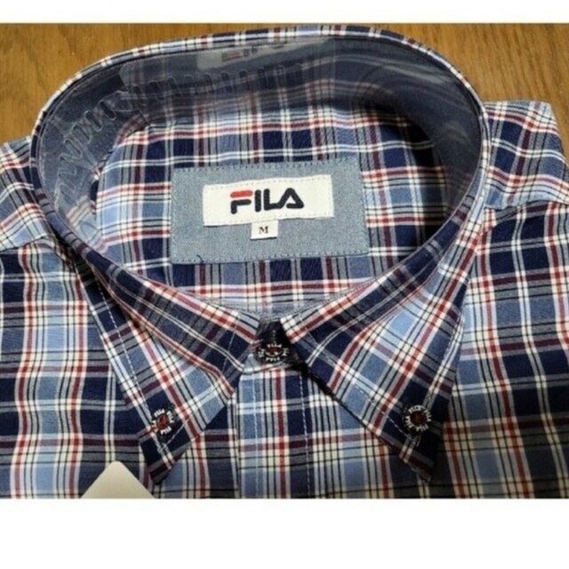 FILA(フィラ)の定価4290円‼️FILA長袖ボタンダウンシャツ/M/ネイビー系チェック/新品 メンズのトップス(シャツ)の商品写真