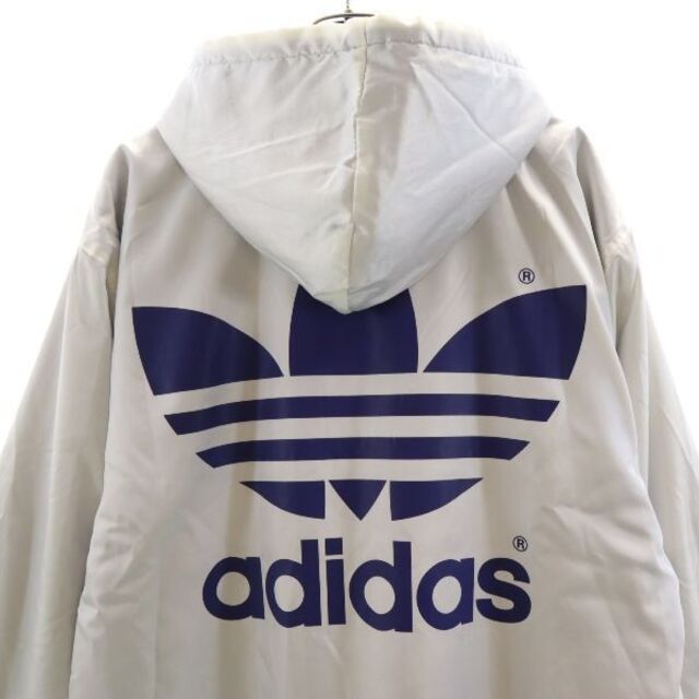 アディダス 80s-90s デサント製 トレフォイルロゴ プリント ベンチコート M ホワイト×ブルー adidas 裏ボア ヴィンテージ メンズ   【211111】 2