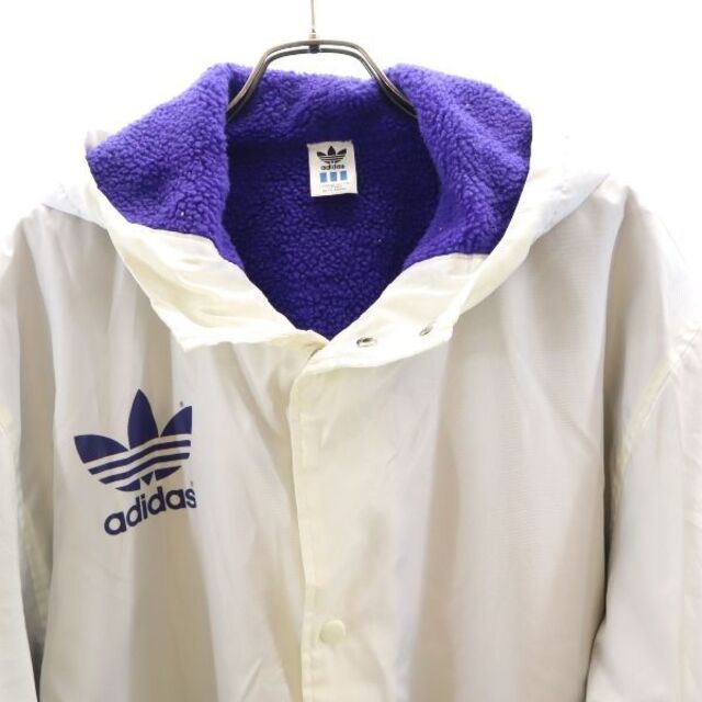 アディダス 80s-90s デサント製 トレフォイルロゴ プリント ベンチコート M ホワイト×ブルー adidas 裏ボア ヴィンテージ メンズ   【211111】 6