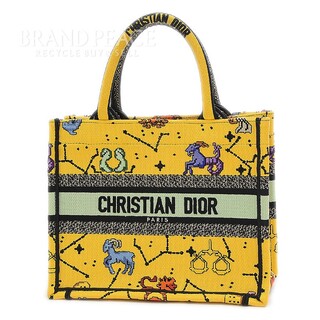 ディオール(Dior)のディオール ブックトート スモール ハンドバッグ キャンバス イエロー/マルチカ(トートバッグ)