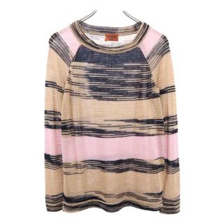 美品 ミッソーニ MISSONI ニット セーター ノースリーブ ボーダー ウール トップス レディース イタリア製 42(L相当) マルチカラー