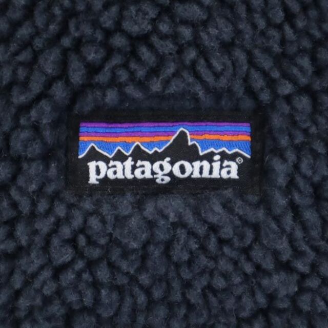 パタゴニア レトロX アウトドア 65619 ロゴ刺繍 ボアベスト XL（14） ネイビー系 patagonia キッズ 古着 221112