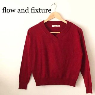 Flow and Fixture - flow and fixture 美品　Vネック　ニット　セーター　長袖　赤