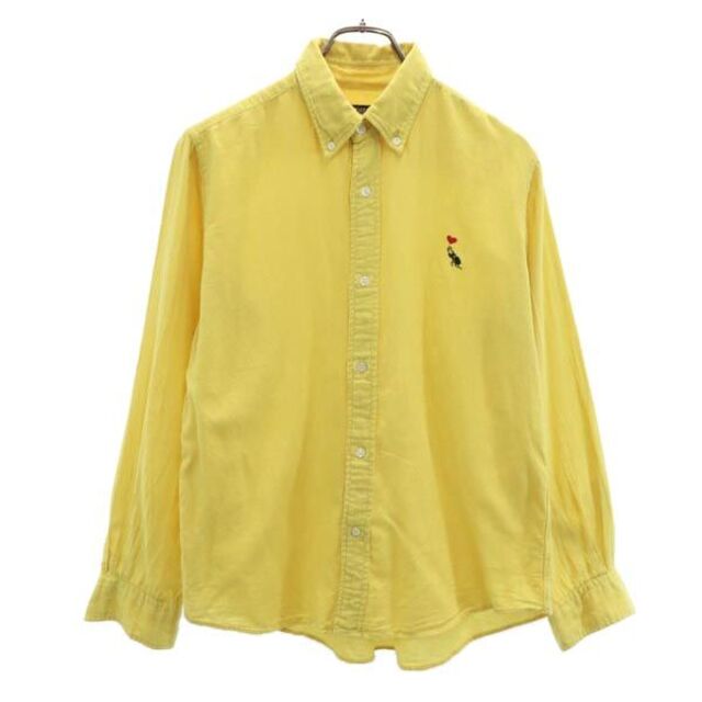 ボヘミアンズ 日本製 長袖 ボタンダウンシャツ 2 黄系 BOHEMIANS ワンポイント刺繍 メンズ   【221123】