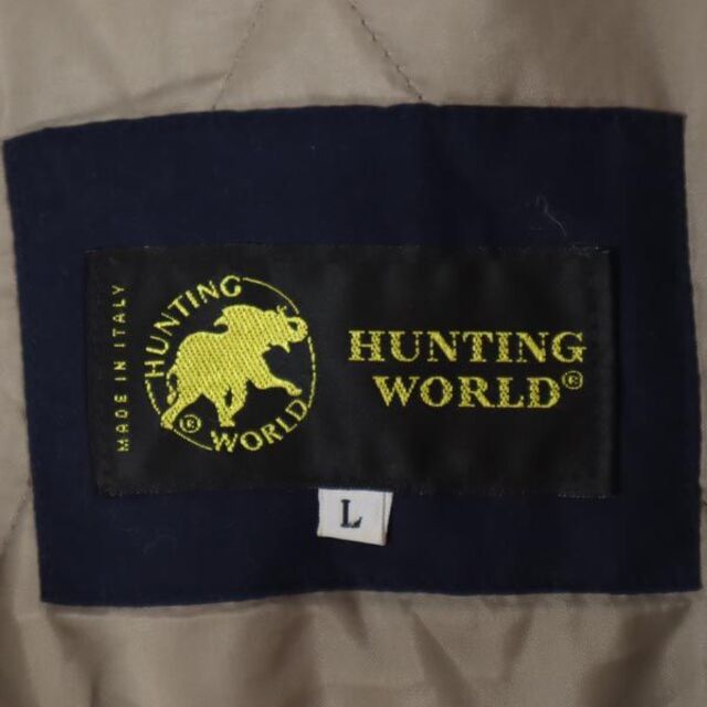 販促キング ハンティングワールド 中綿ジャケット L 紺 HUNTING WORLD イタリア製 メンズ 古着 221112
