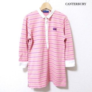 カンタベリー(CANTERBURY)の良品 カンタベリー ボーダー柄 七分袖 ヘンリーネック カットソー L ピンク(カットソー(長袖/七分))