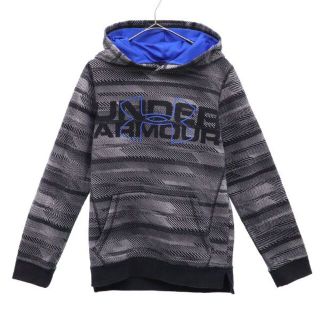 アンダーアーマー(UNDER ARMOUR)のアンダーアーマー 総柄 スウェットパーカー YLG グレー系 UNDER ARMOUR 裏起毛 キッズ 【中古】  【221130】(その他)