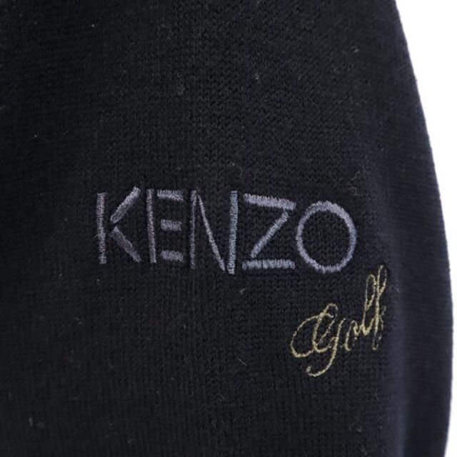 ケンゾー ウール100％  ロゴ刺繍 ゴルフニット 黒系 KENZO 長袖セーター メンズ  221115 3