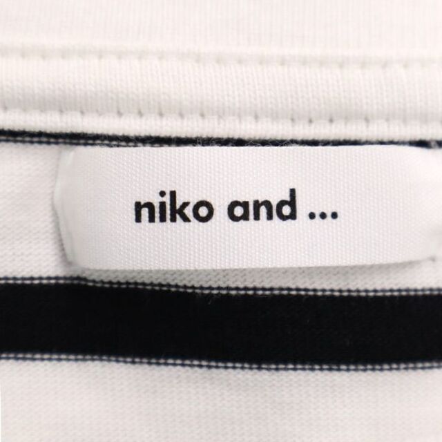 niko and...(ニコアンド)のニコアンド ボーダー柄 七分袖 Tシャツ 3 ホワイト×ブラック niko and... レディース 【中古】  【221109】 レディースのトップス(Tシャツ(半袖/袖なし))の商品写真