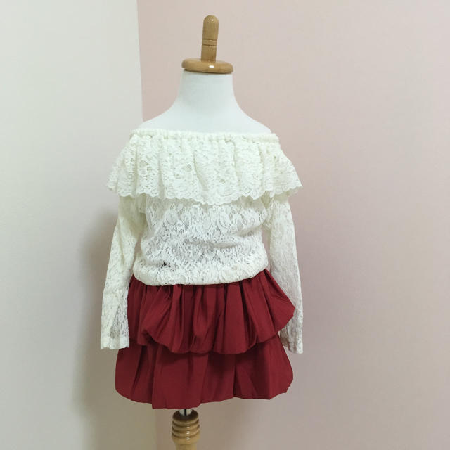 SNIDEL(スナイデル)のsnidel girl 値下げ レース オフショルトップス フォーマル キッズ/ベビー/マタニティのキッズ服女の子用(90cm~)(ブラウス)の商品写真