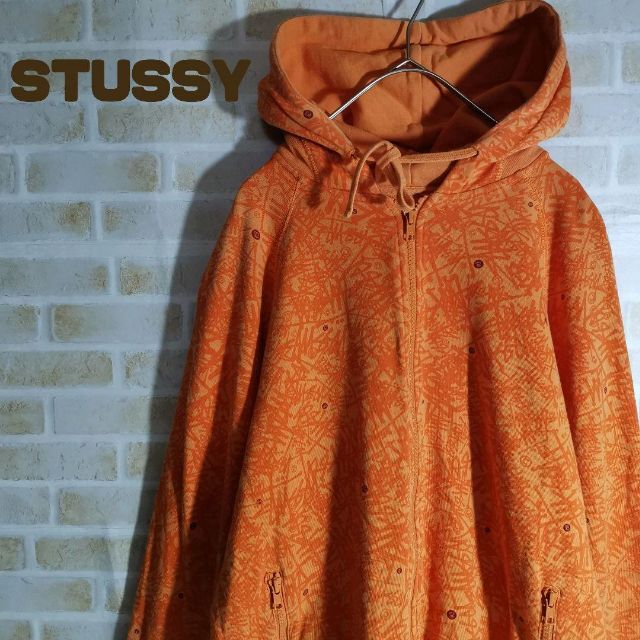 stussy Marquis hoodie  XL  総柄 フルジップパーカー