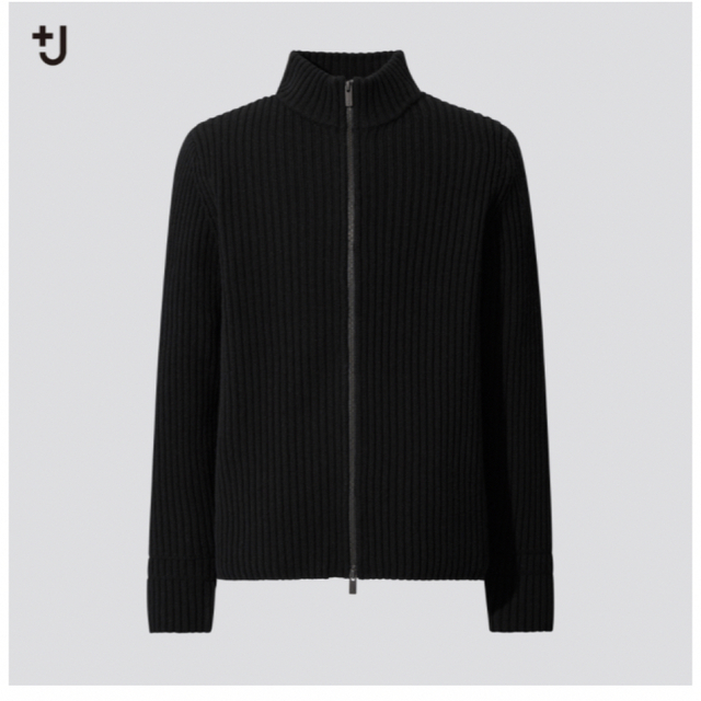 Jil Sander(ジルサンダー)のミドルゲージリブフルジップセーター　BLACK L メンズのトップス(ニット/セーター)の商品写真