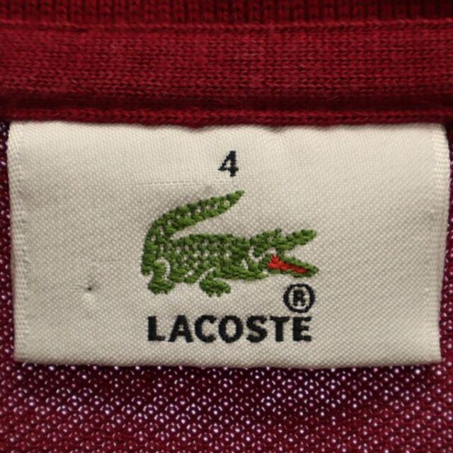 LACOSTE(ラコステ)のラコステ ワンポイント刺繍 長袖ポロシャツ 4 レッド LACOSTE 鹿の子 メンズ 【中古】  【221121】 メンズのトップス(ポロシャツ)の商品写真