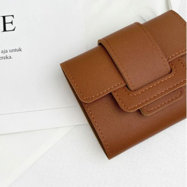 ミニウォレット 三つ折り財布 ミニ財布 レディース コンパクト 茶 の